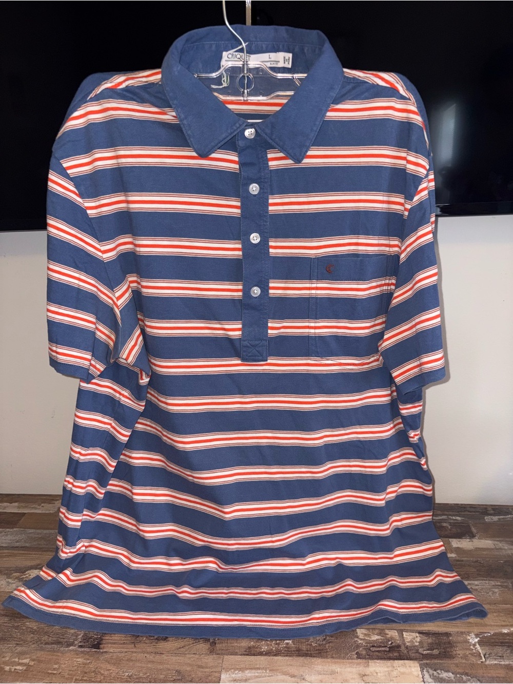 Criquet Navy Polo Dress with Red & White Stripes